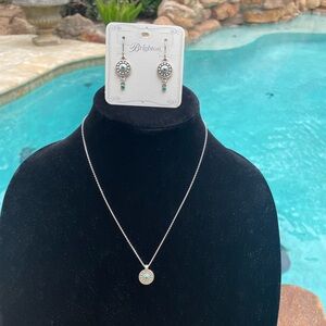 NWT Brighton Pebble Dot Medali Petite Reversible Necklace French Wire Earrings